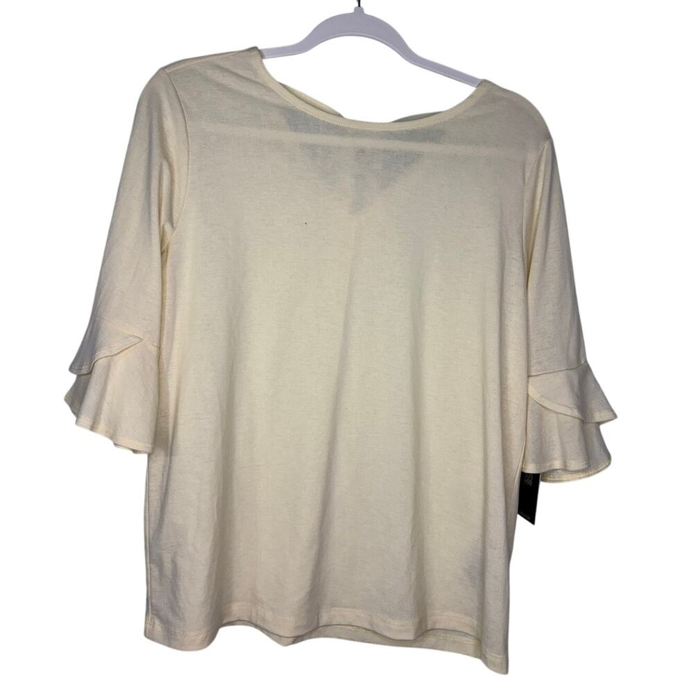 Clara Sun Woo Ruffle Short Sleeve Blouse Tie Women's Small Butter Yellow NWT